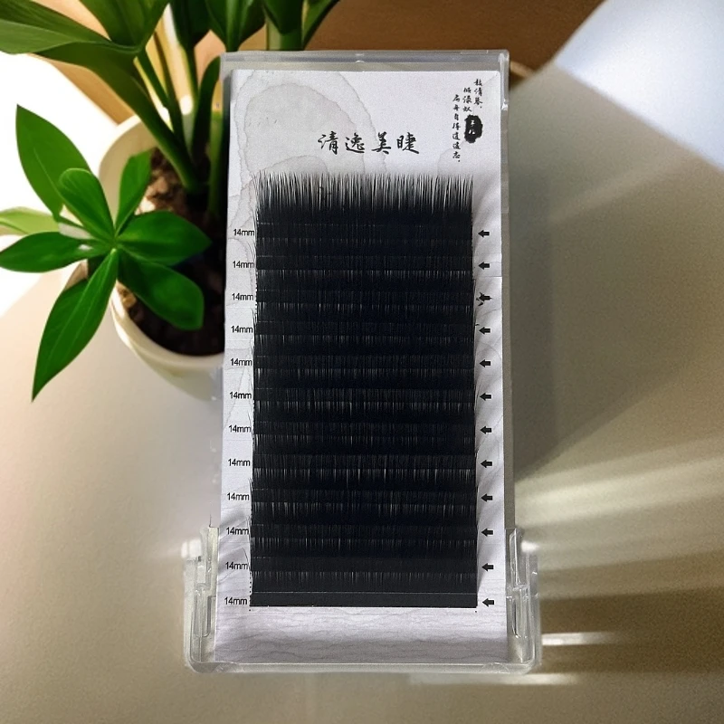 中式翘睫L型山茶花睫毛超软0.07混装