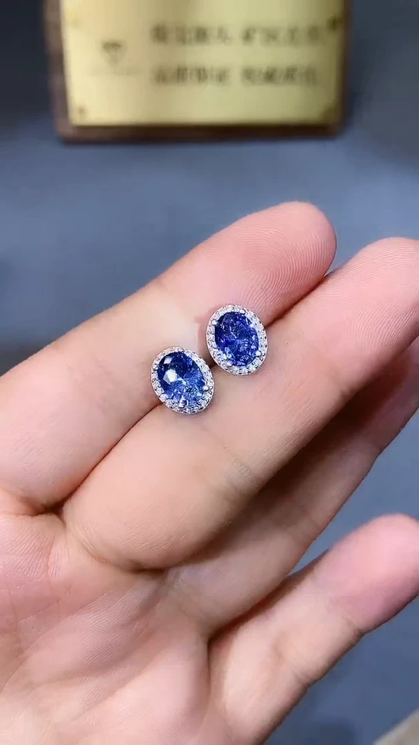 【闪购商品】蓝宝石耳饰银S925镶嵌354