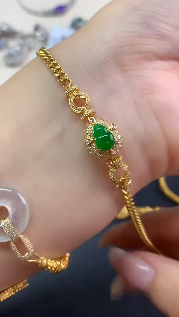 18K金镶嵌手链翡翠手链|9800