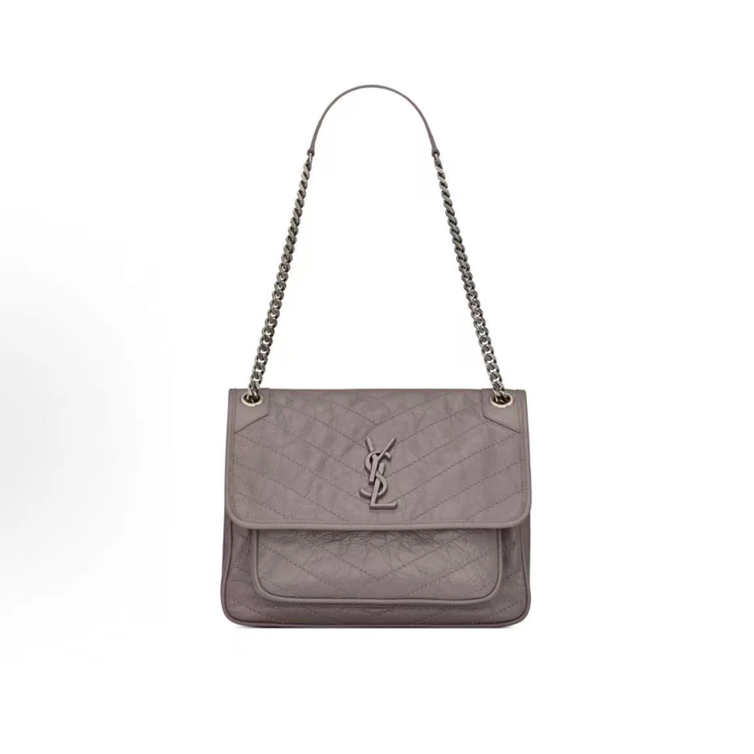 99新 YSL/圣罗兰 思斯专属 圣罗兰niki灰色中号单肩包THHZ4031