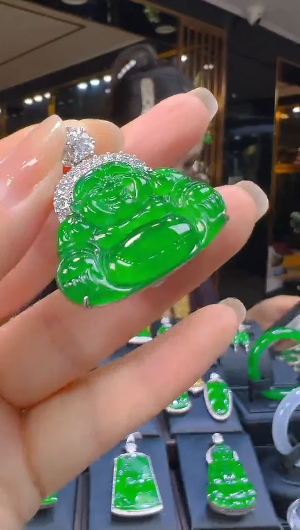 吊坠(赠链)银S925镶嵌翡翠006（多样性发其一）