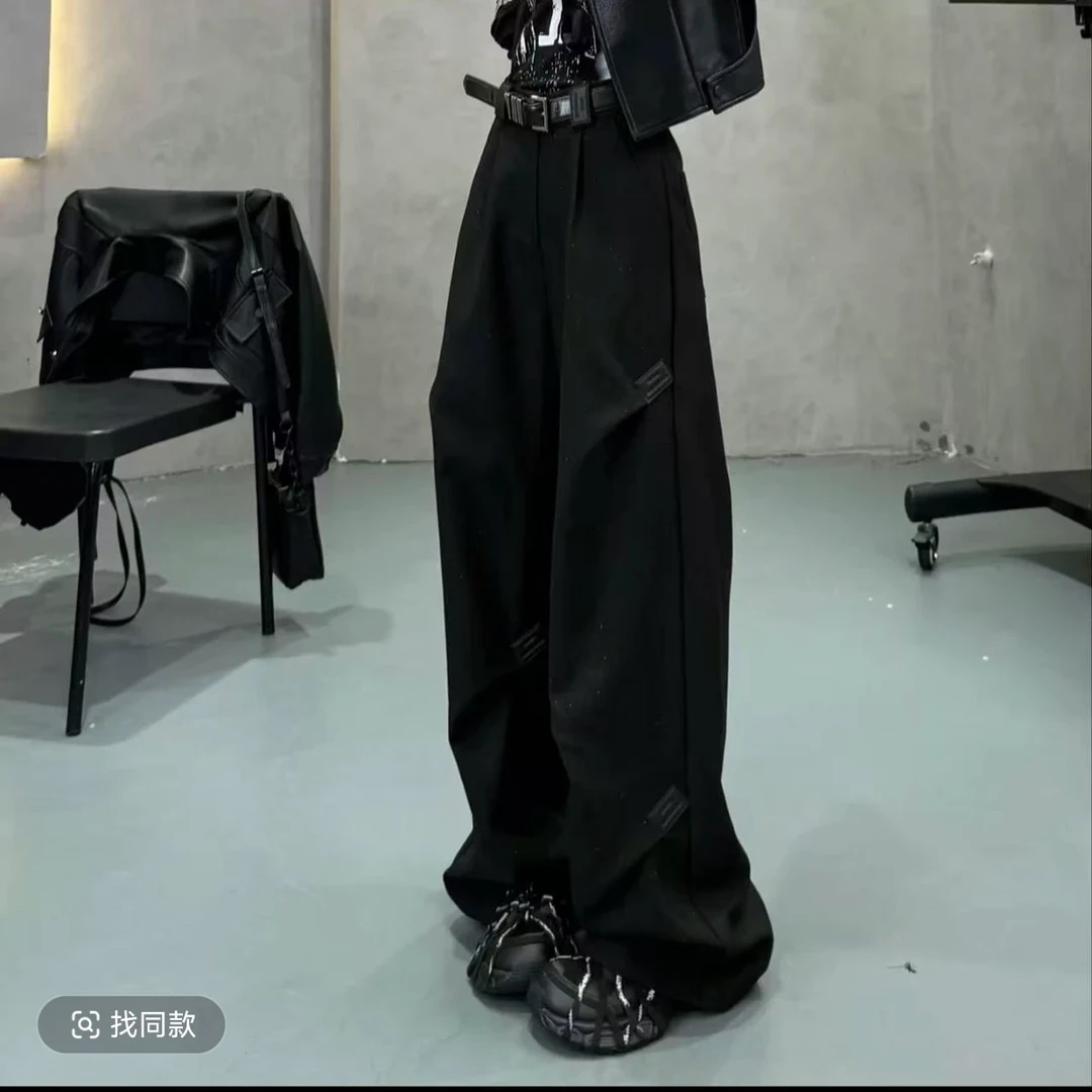 【大7定制】20075#秋款加厚小众设计捏褶闪闪直筒休闲裤女