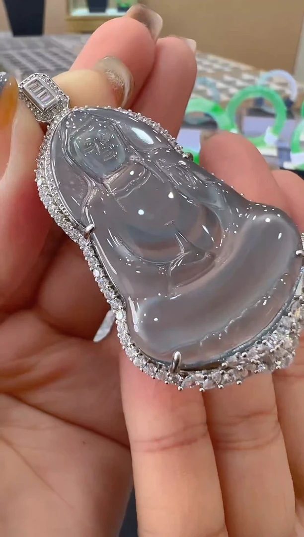 吊坠(不含链)银S925镶嵌翡翠天然A货翡翠多样性发其一HRA015