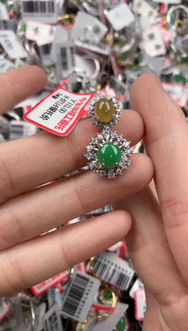 银S925镶嵌戒指翡翠333   10