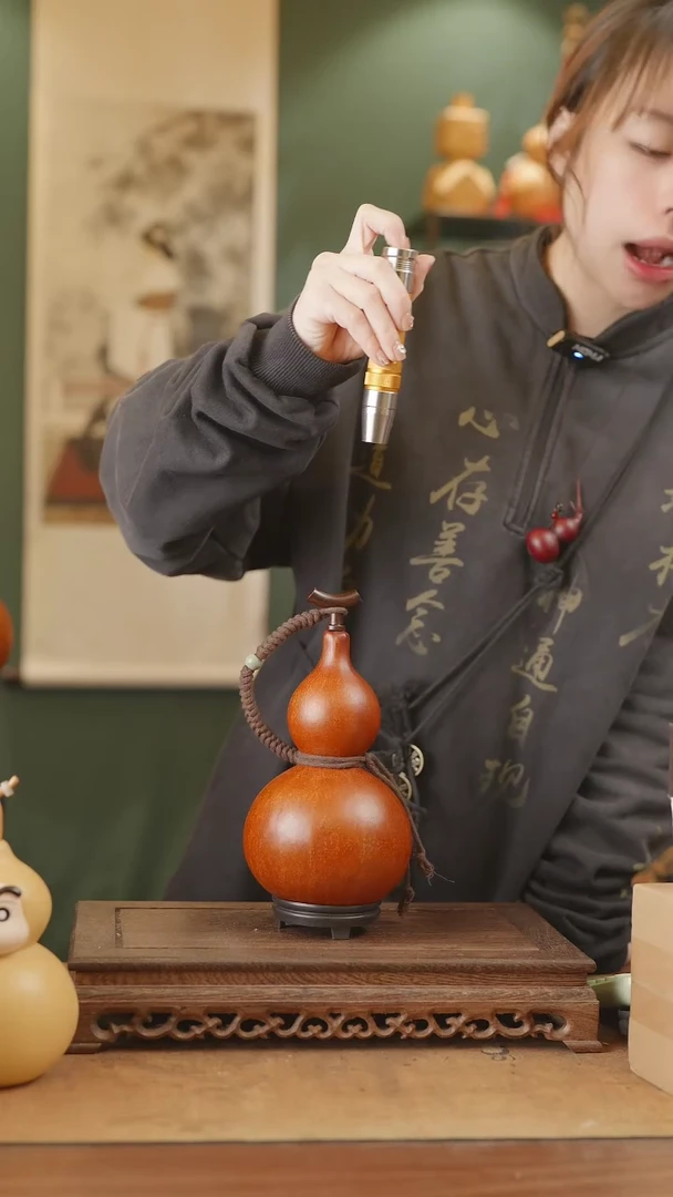 【闪购商品】145号精品天然大漆工艺防渗内胆酒葫芦~