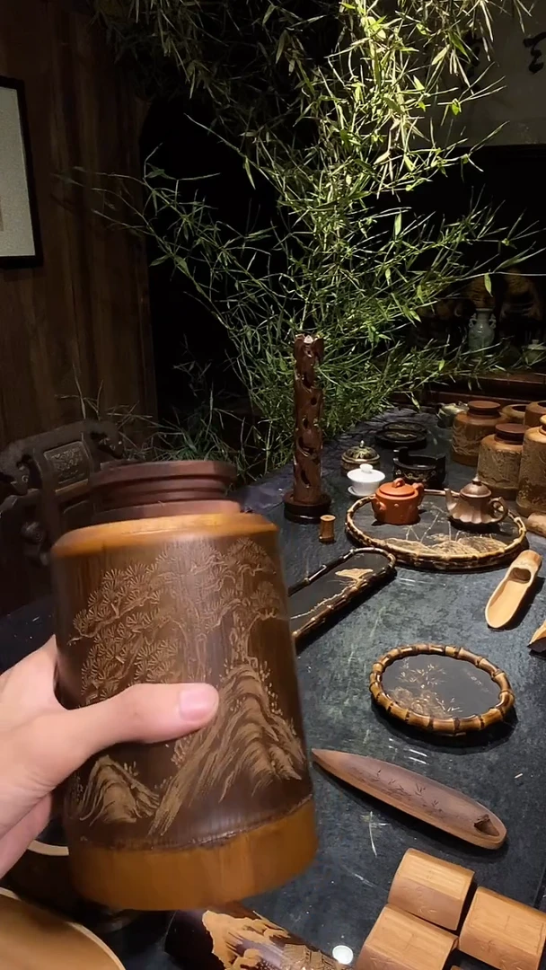 有**去山水松树茶叶罐.................