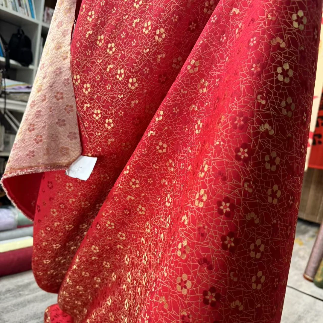 非遗好物（喜物&上久楷-红色冰裂梅花）85/红金高品质宋锦面料