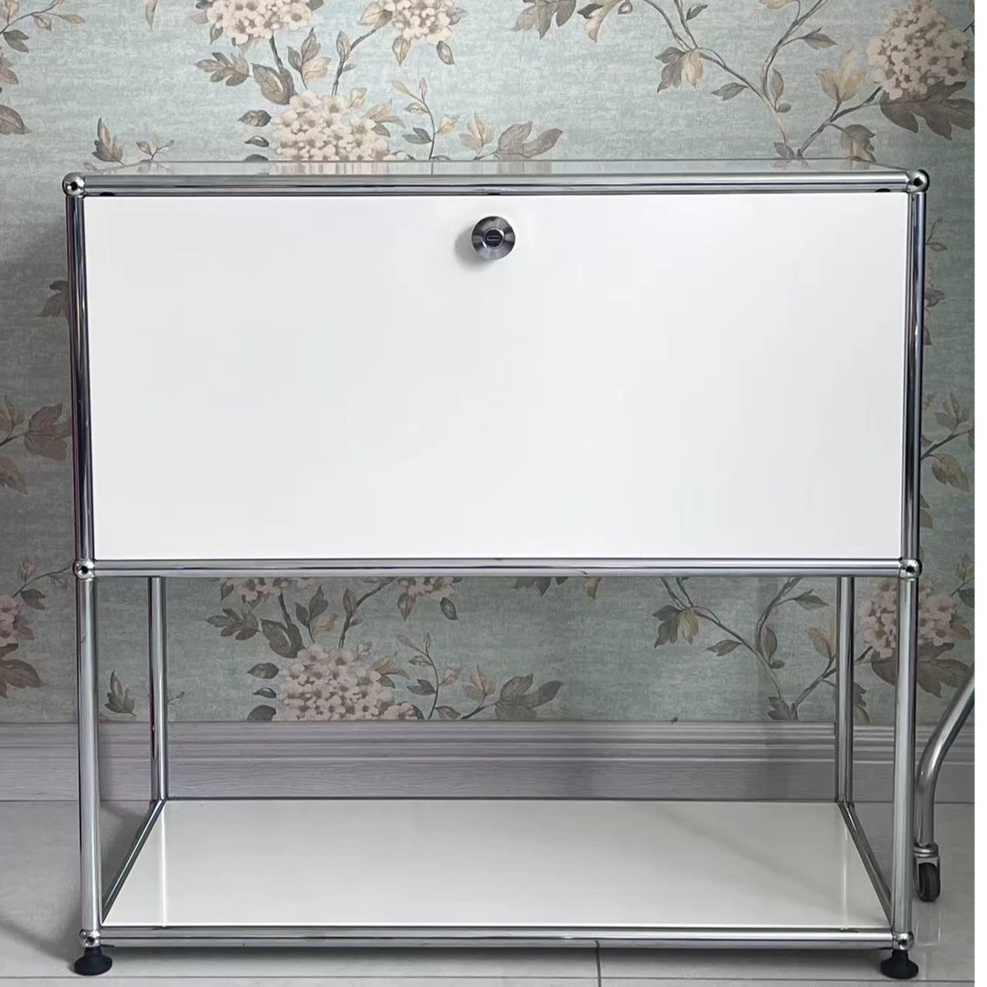 小木头中古风不锈钢电视柜储物简约现代模块一体餐边柜客厅ins