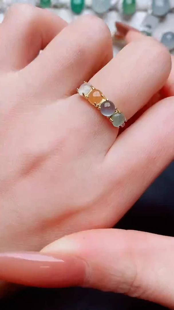 银S925镶嵌戒指翡翠...