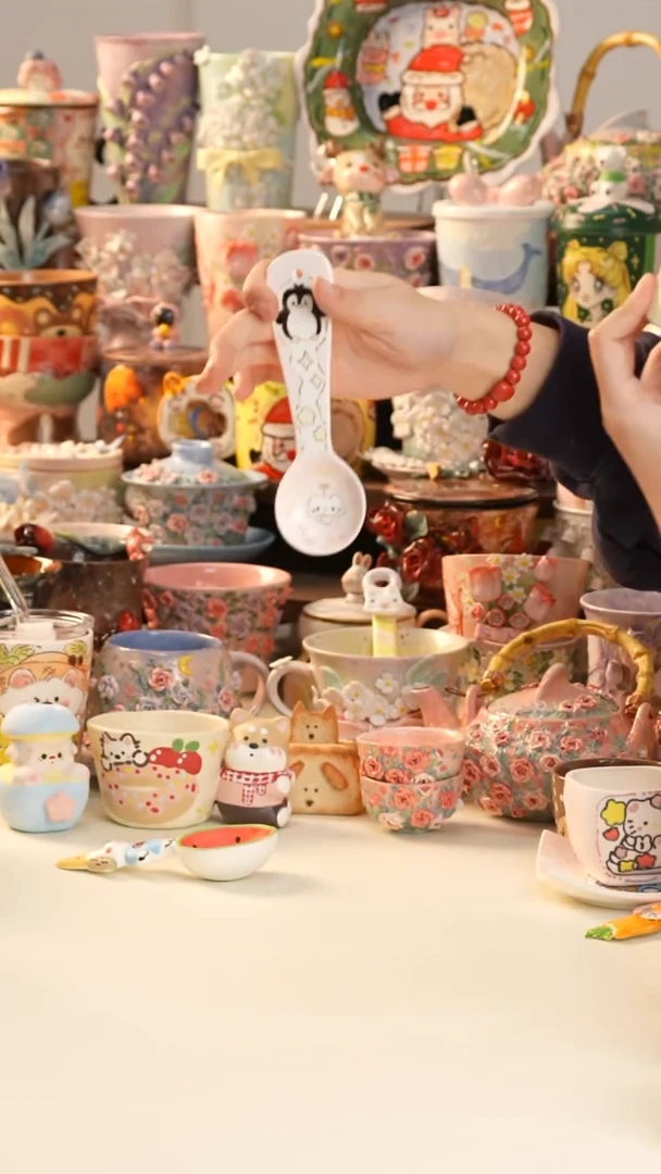 摆件陶景德镇釉下彩手绘设计师款陶瓷