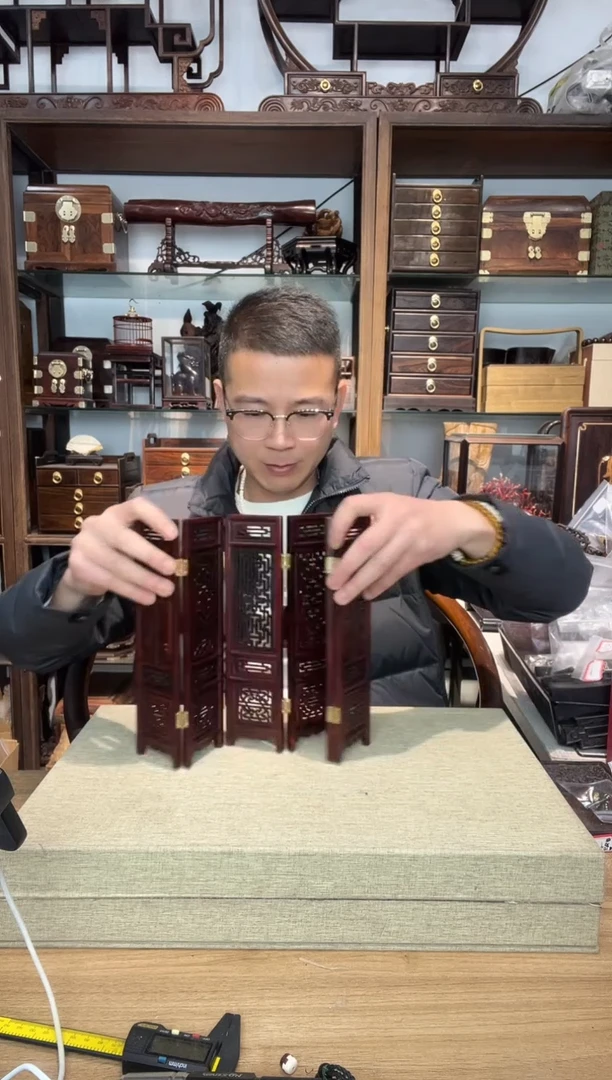 乌木类书架931红酸枝六扇折叠屏  库存