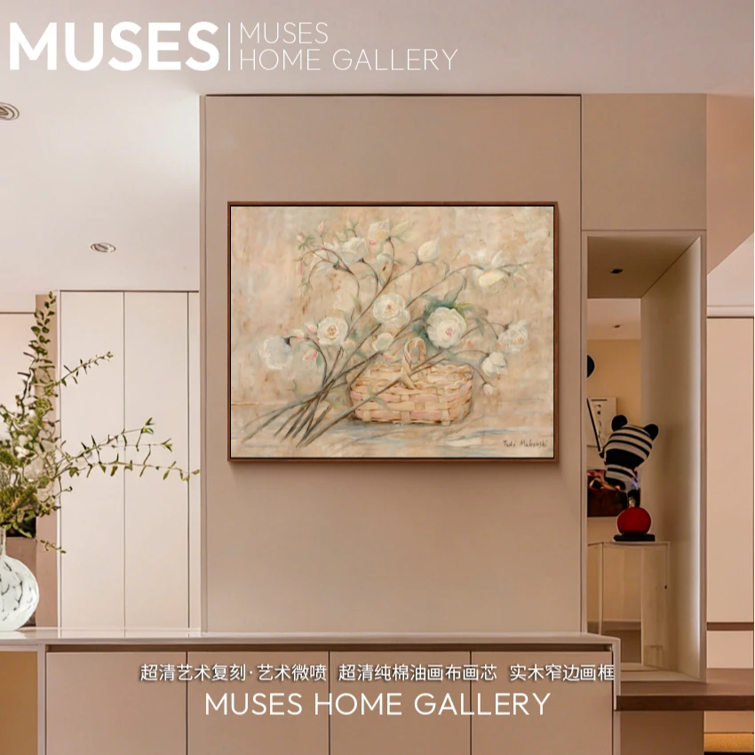 新品】《玫瑰花篮》欧式复古花卉油画田园风格客厅卧室玄关装饰画