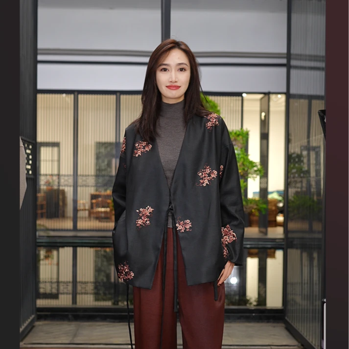 【栖香锦】绣球花 刺绣 双面缎  香云纱 汉服  上衣