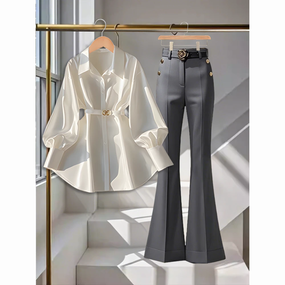2025春季法式高级感上衣高腰显瘦小个子休闲百搭裤子轻熟风两件套