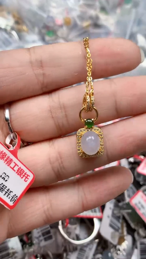 银S925镶嵌戒指翡翠天然A货缅甸翡翠