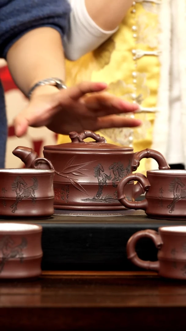 【闪购商品】紫砂茶壶CXF 底槽清 竹节套组 600cc