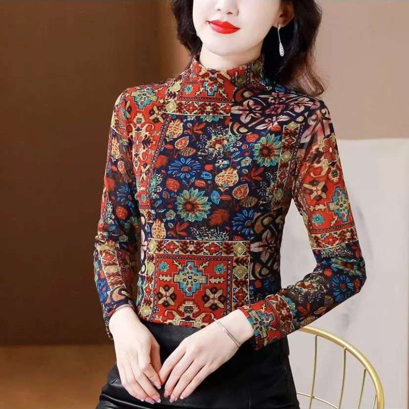 春秋新款洋气打底衫T恤女修身显瘦长袖半高领上衣8828#