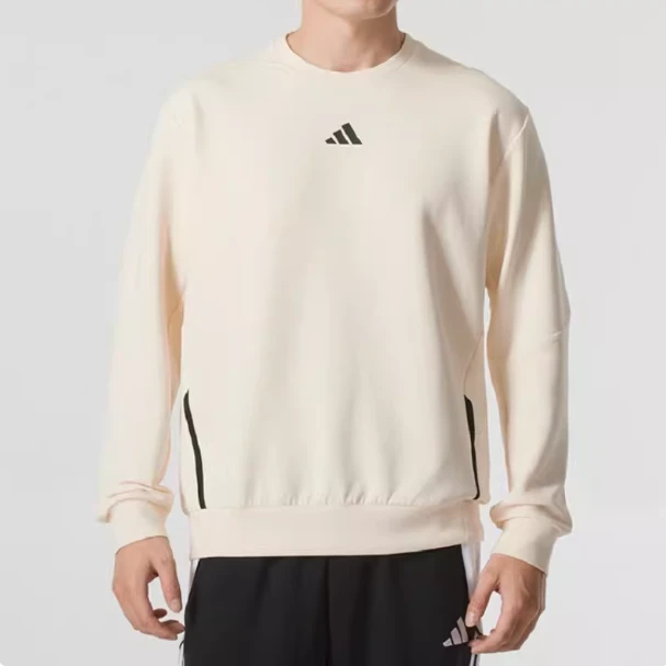 Adidas/阿迪达斯白色卫衣男青少年圆领针织运动训练服JJ4644