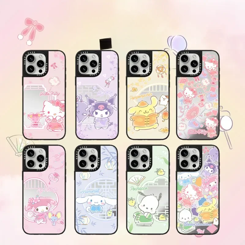 适用三丽鸥家族合集苹果16promax镜面手机壳iPhone15/14/13可爱12