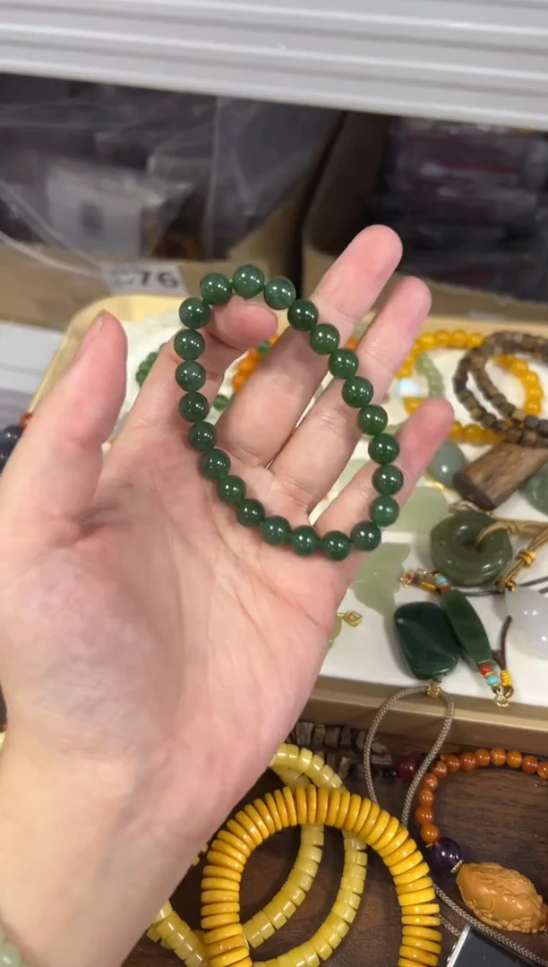 未镶嵌手链和田玉和田玉碧玉圆珠手串8MM[0680]