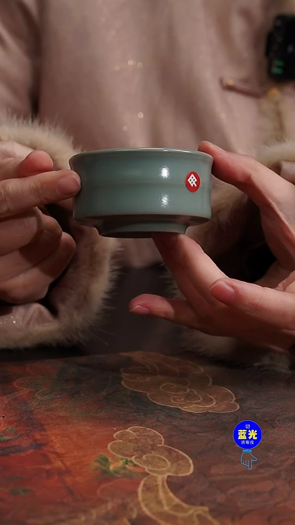 摆件瓷纯手工清凉寺原矿釉青绿矮竹节