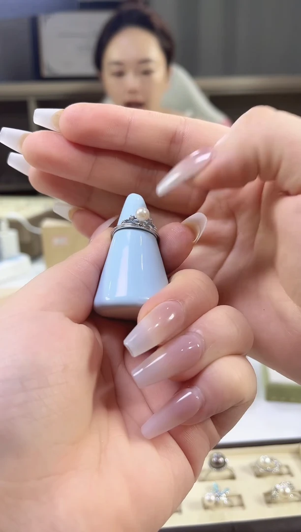 银S925镶嵌耳饰海水珍珠戒指