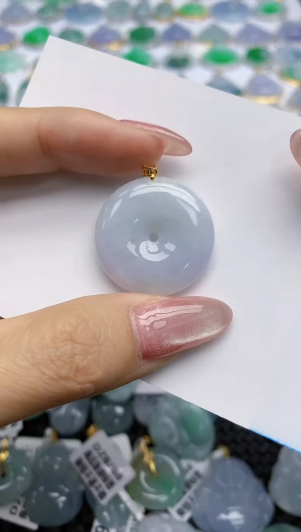 【闪购商品】翡翠挂件18K金镶嵌天然翡翠A货