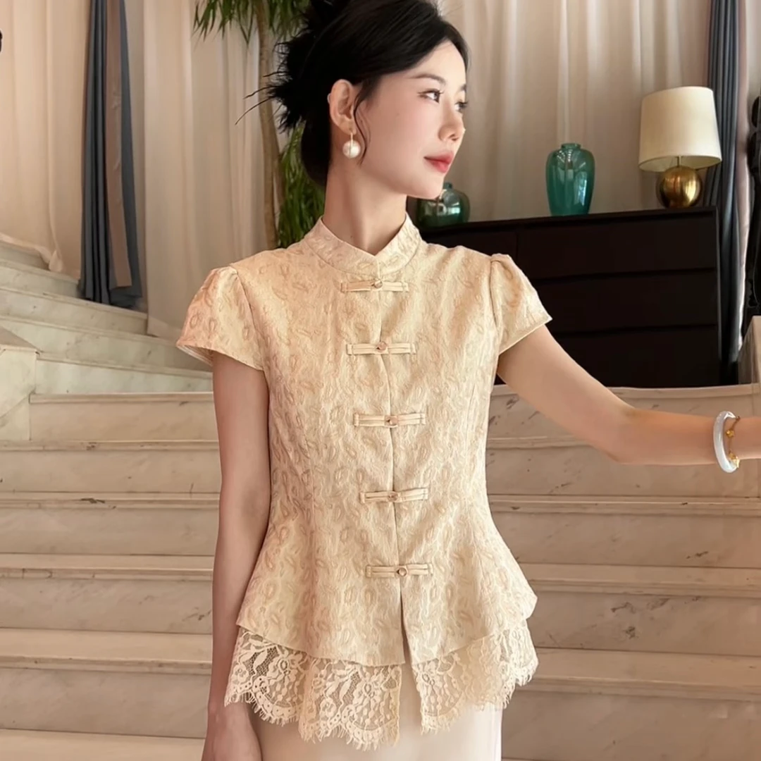 仙女风新中式夏季时尚短袖长裙套装26027