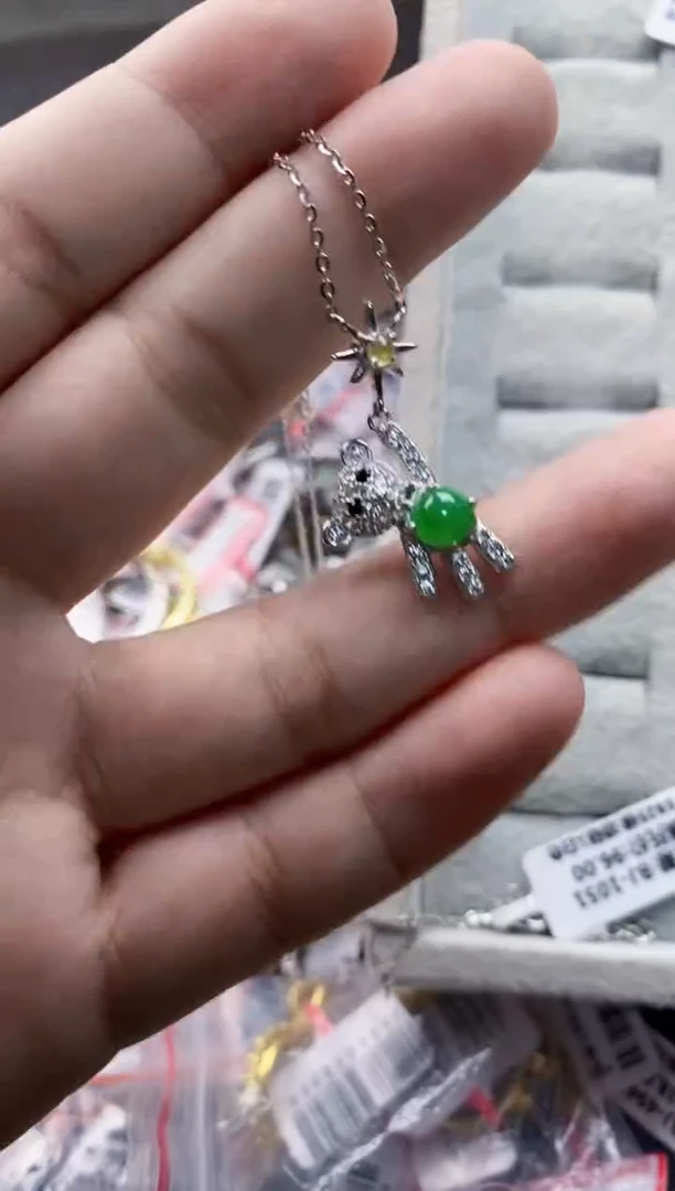 翡翠戒指银S925镶嵌66666---1