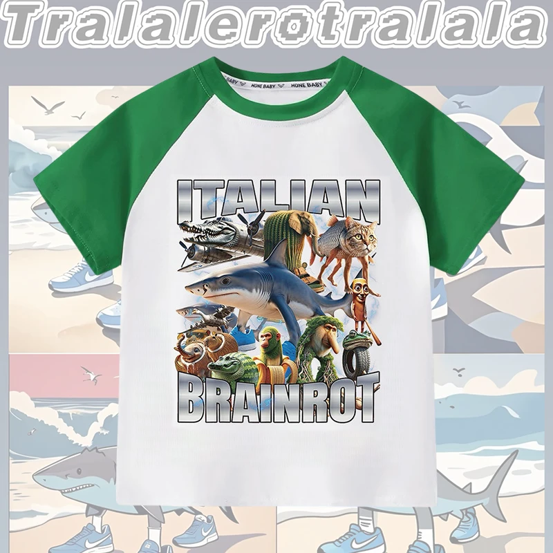 tungtungsahur通通哥木棍人抽象国外山海经短袖男童T恤休闲衣服夏