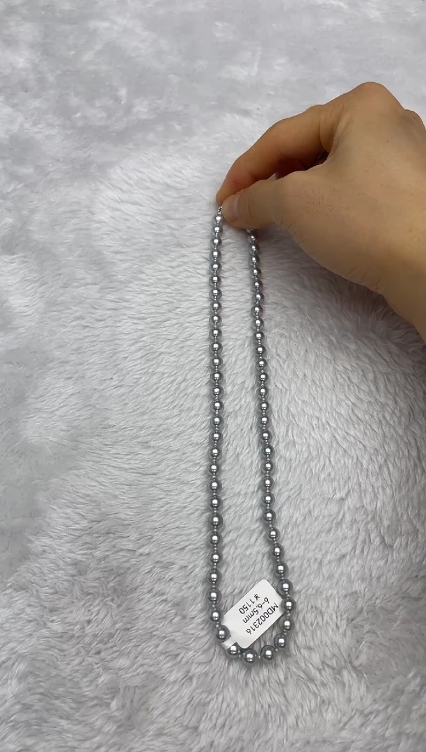 项链银S925镶嵌海水珍珠AK真多麻6-6.5mm