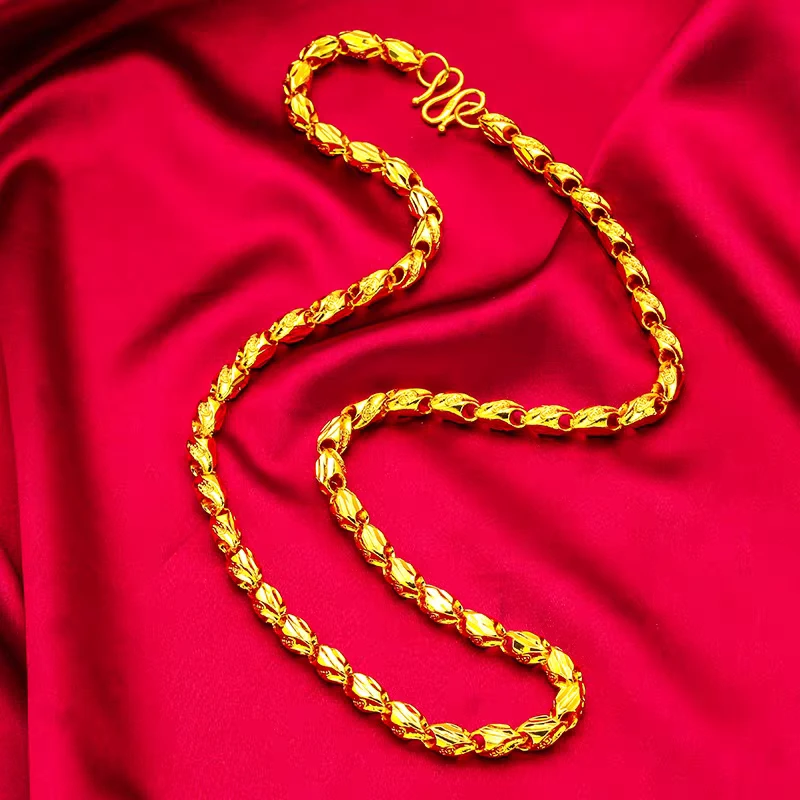 合金项链 【麦穗项链】男士男款时尚复古编织熔岩金色素款