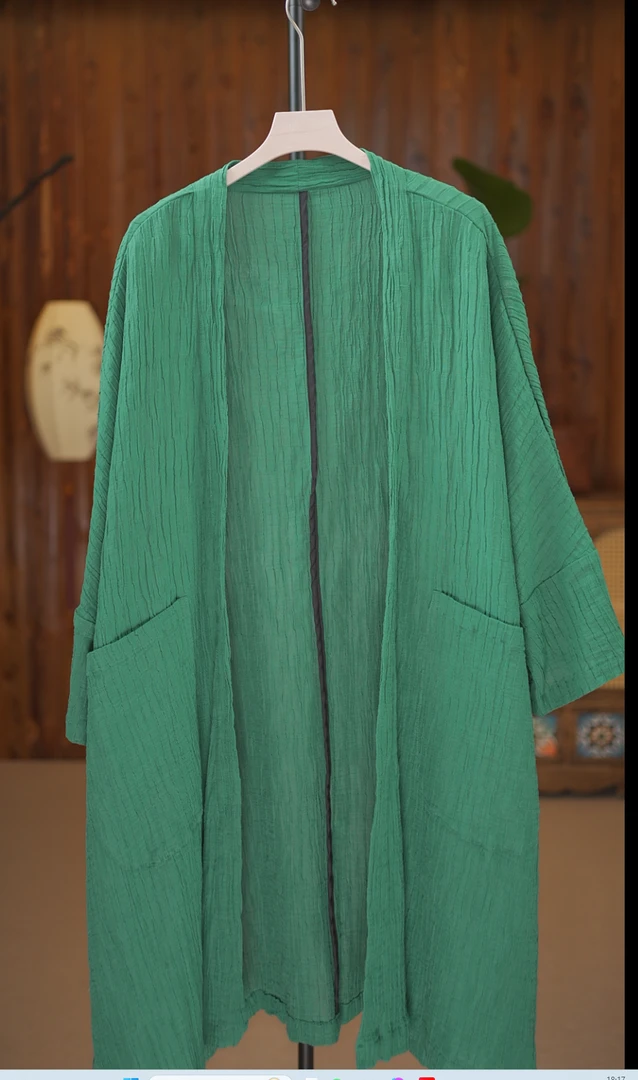 山木间纯色肌理亚麻开衫11751