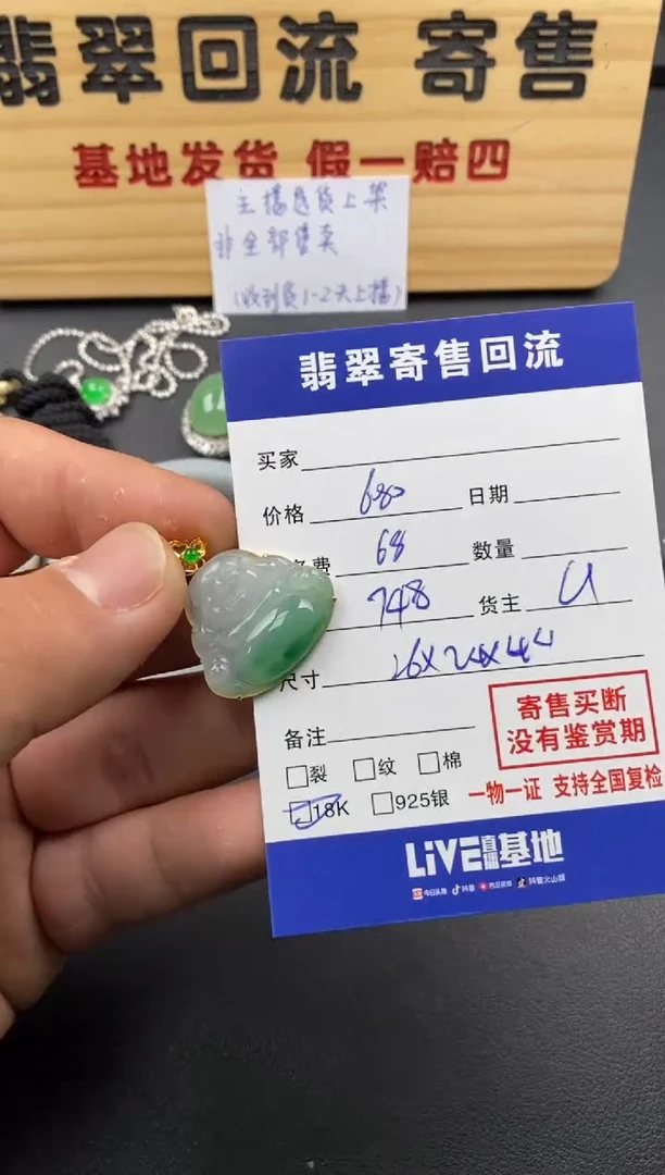 【闪购商品】翡翠颈饰18K金镶嵌30002184