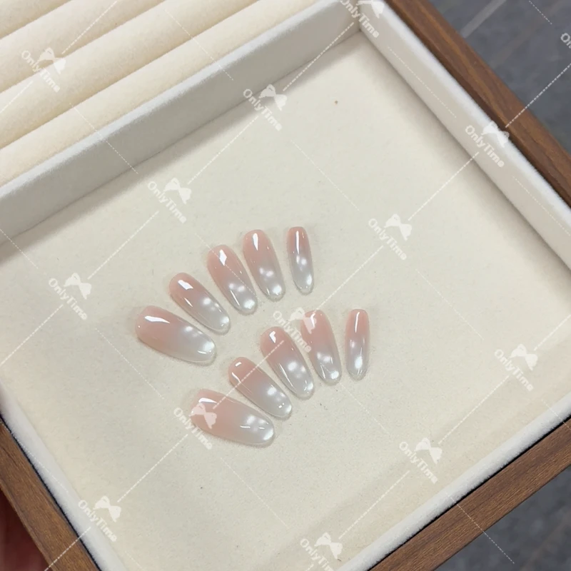 【白开水】裸色日常中长款穿戴甲显白简约款美甲可重复使用