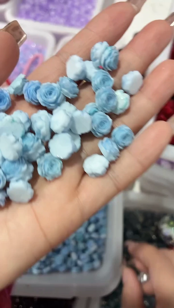 玻璃22003卡12软桃花100颗海宝蓝