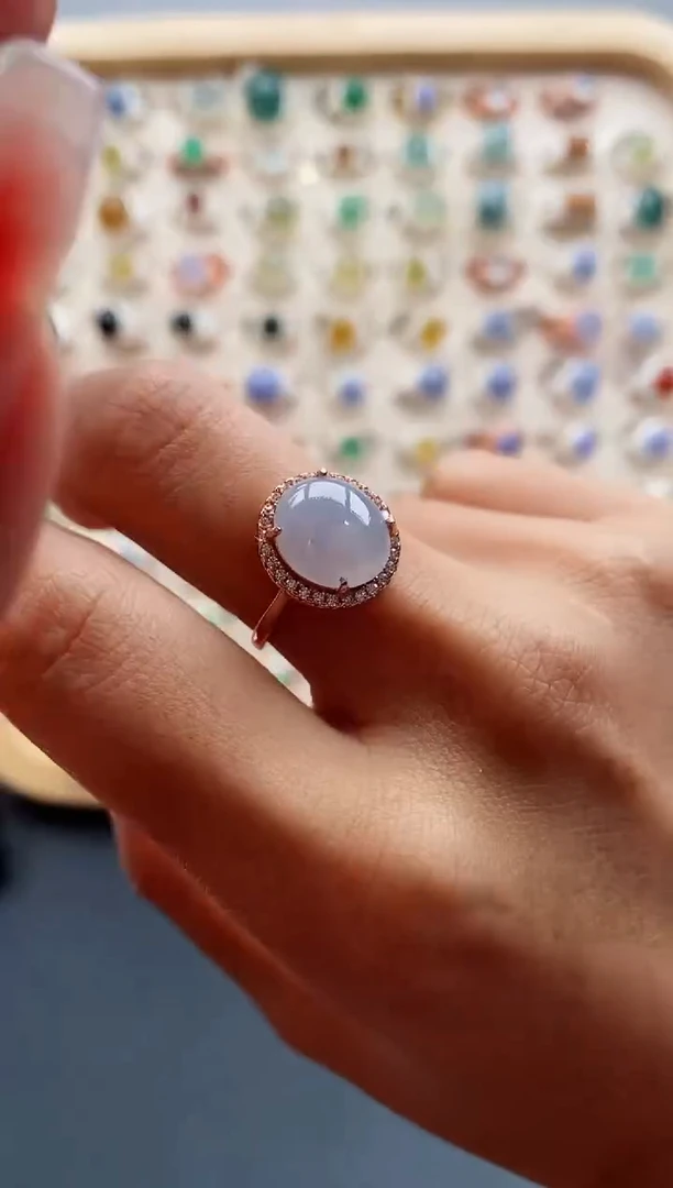 【闪购商品】翡翠戒指银S925镶嵌缅甸天然A货翡翠222  10+