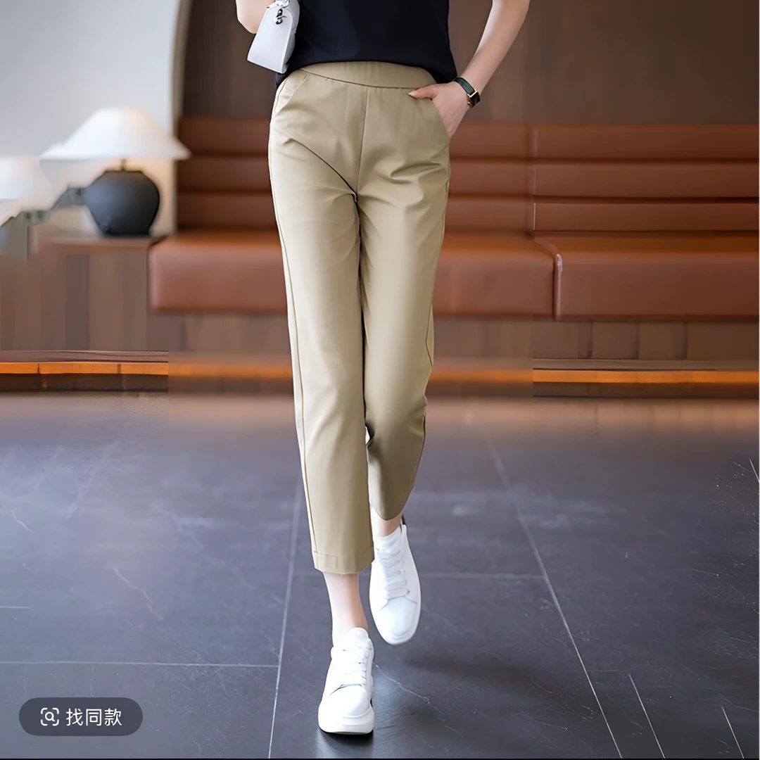 高腰弹力八分裤小脚裤修身显瘦春夏薄款百搭休闲裤四分裤短裤