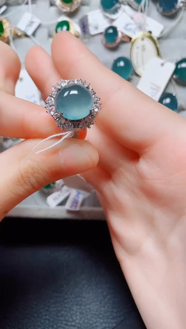 翡翠戒指银S925镶嵌翡翠