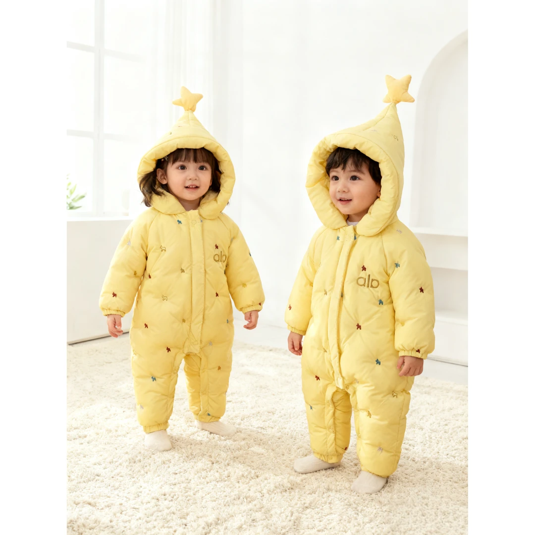 【90绒】【线下门店加厚鹅绒】婴幼儿羽绒连体衣宝宝保暖冬装