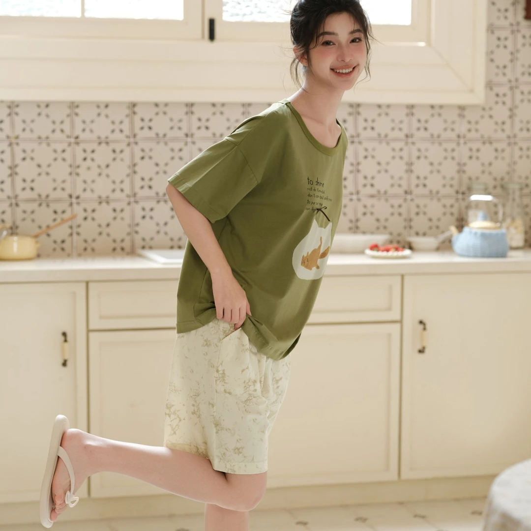 芬腾短袖睡衣16 A【听口令-找编号-选尺码】女夏短裤夏季家居服