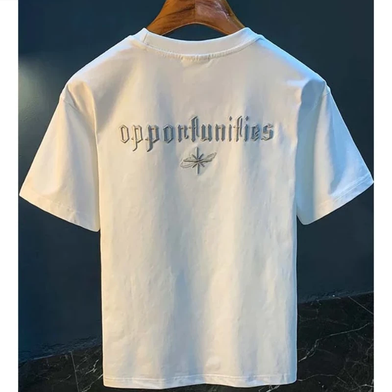 韩系潮流百搭纯棉短袖男士装个性字母印花宽松半袖T恤上衣