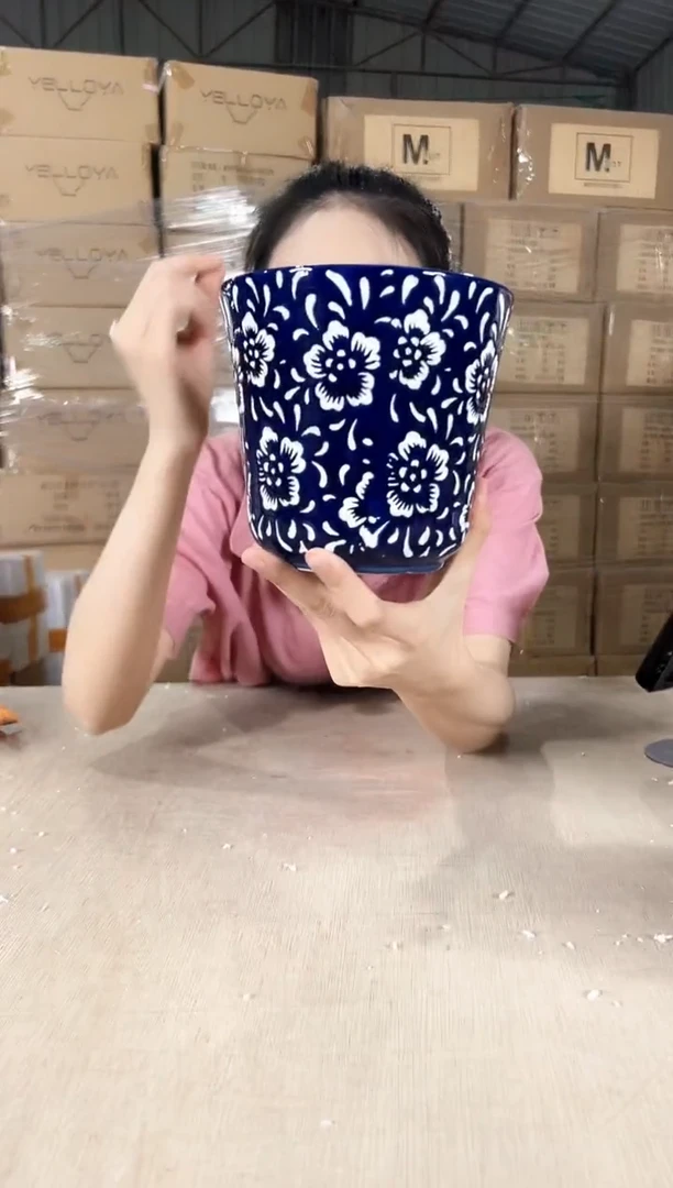 收腰蓝白花小号15x14