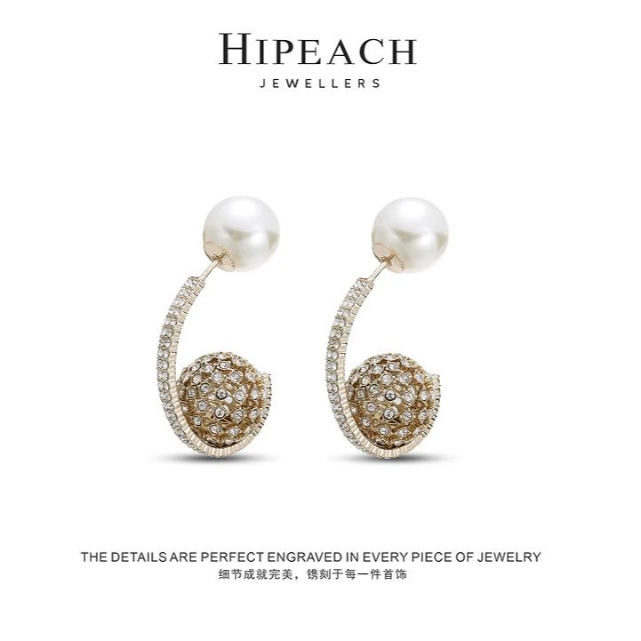 镀K金 ♠弯球♠镂空弯钩球耳环HTJF0044