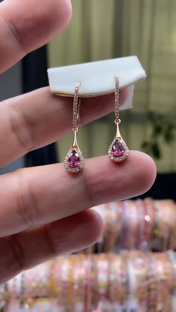 【闪购商品】碧玺耳钩银S925镶嵌3453543453