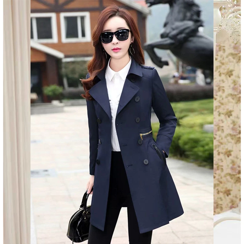 10115 中长款英伦风修身风衣外套 K2