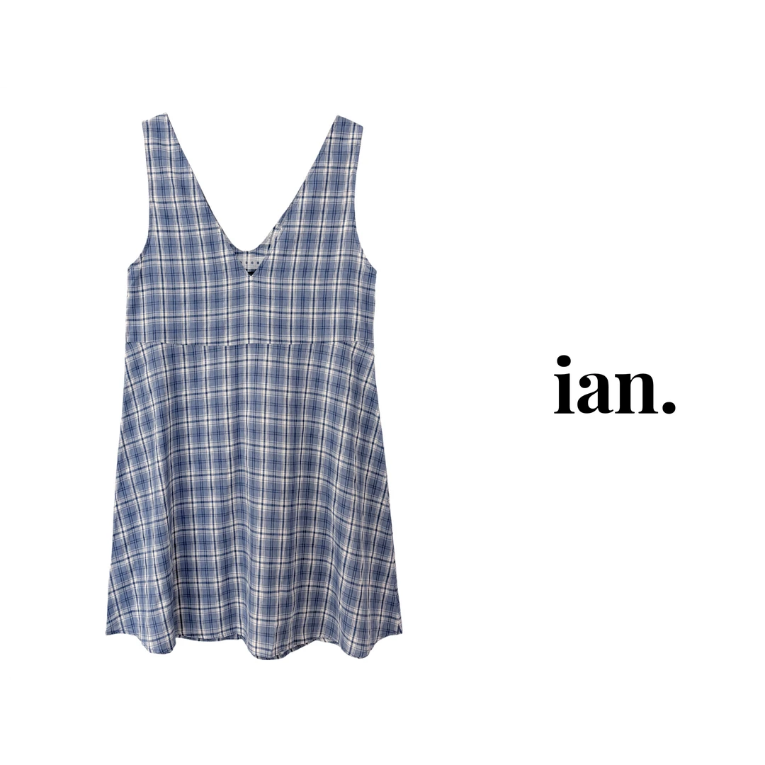 【ian】无袖格子连衣裙
