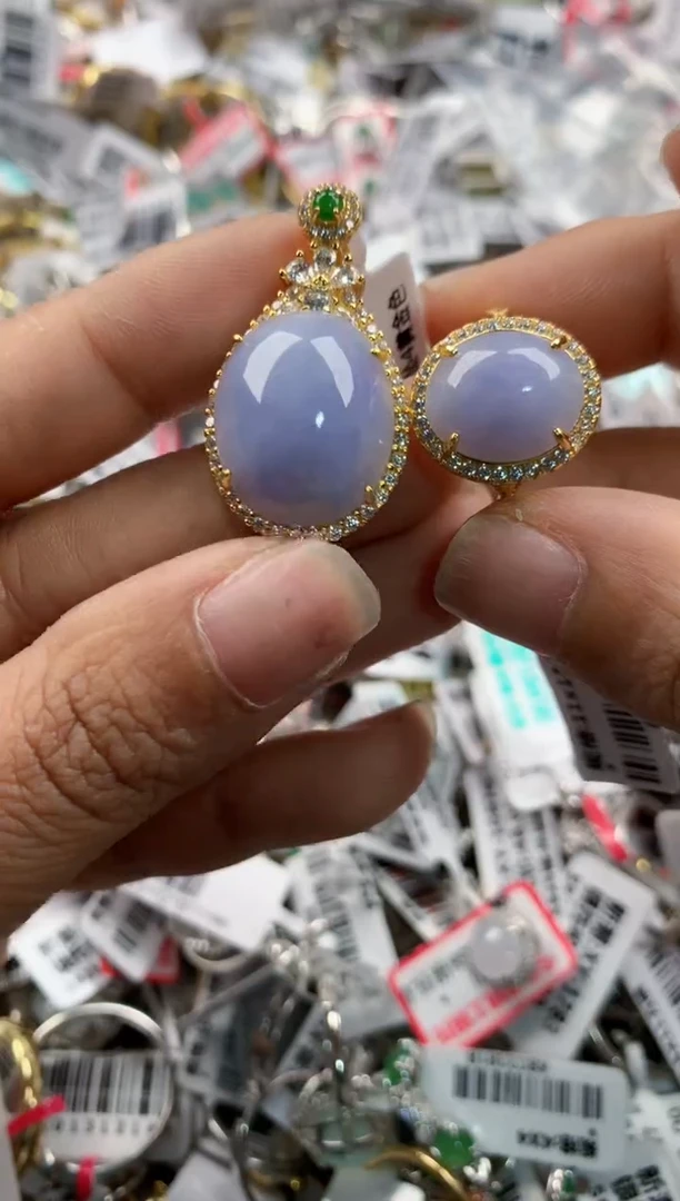 银S925镶嵌戒指翡翠444---5