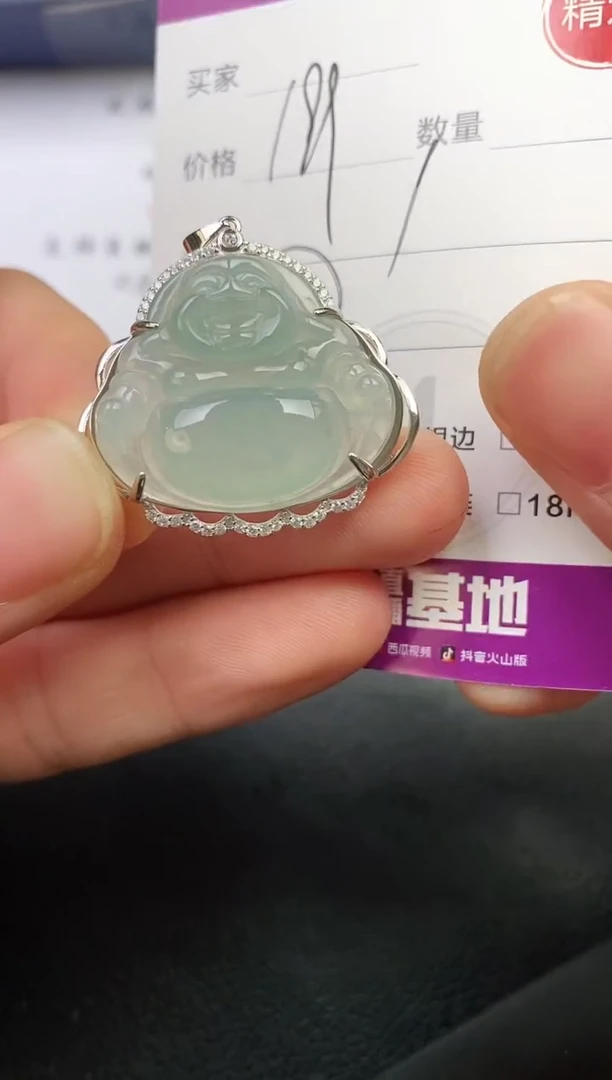 颈饰银S925镶嵌翡翠涛***哥挂件