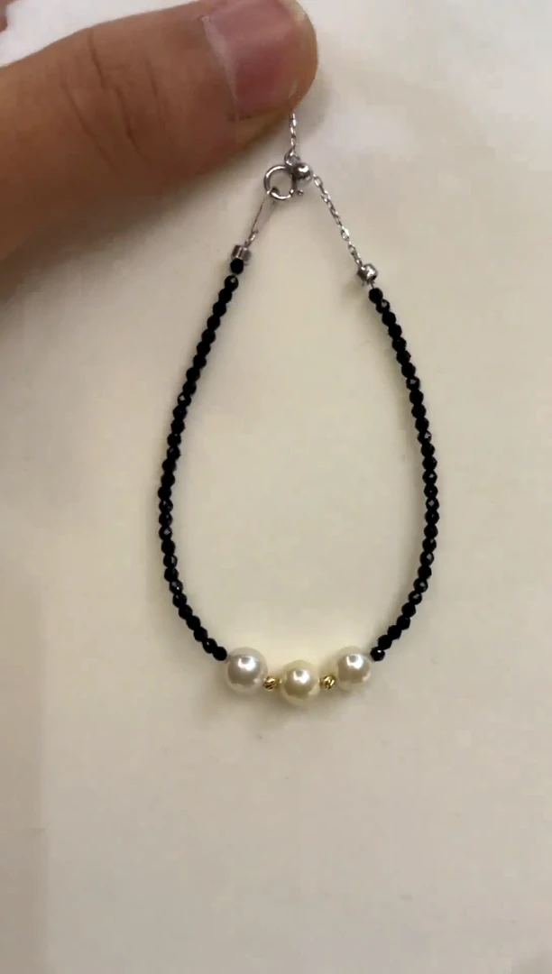 银S925镶嵌手绳海水珍珠